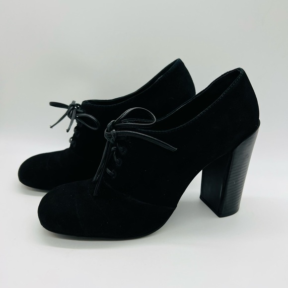 TORY BURCH WOMENS BLACK SUEDE LACE UP HEELS SIZE 9.5M - Picture 2 of 13